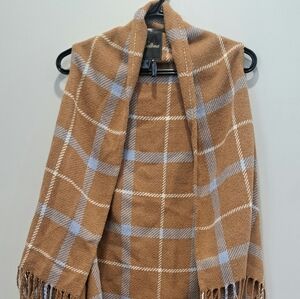 Bellina Brown and Blue Long Plaid Vest